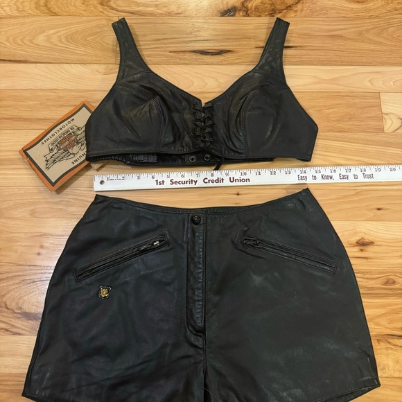 NWT Harley Davidson 100% Leather Corset Bra Top and Shorts Motor Clothes Set - Picture 13 of 16
